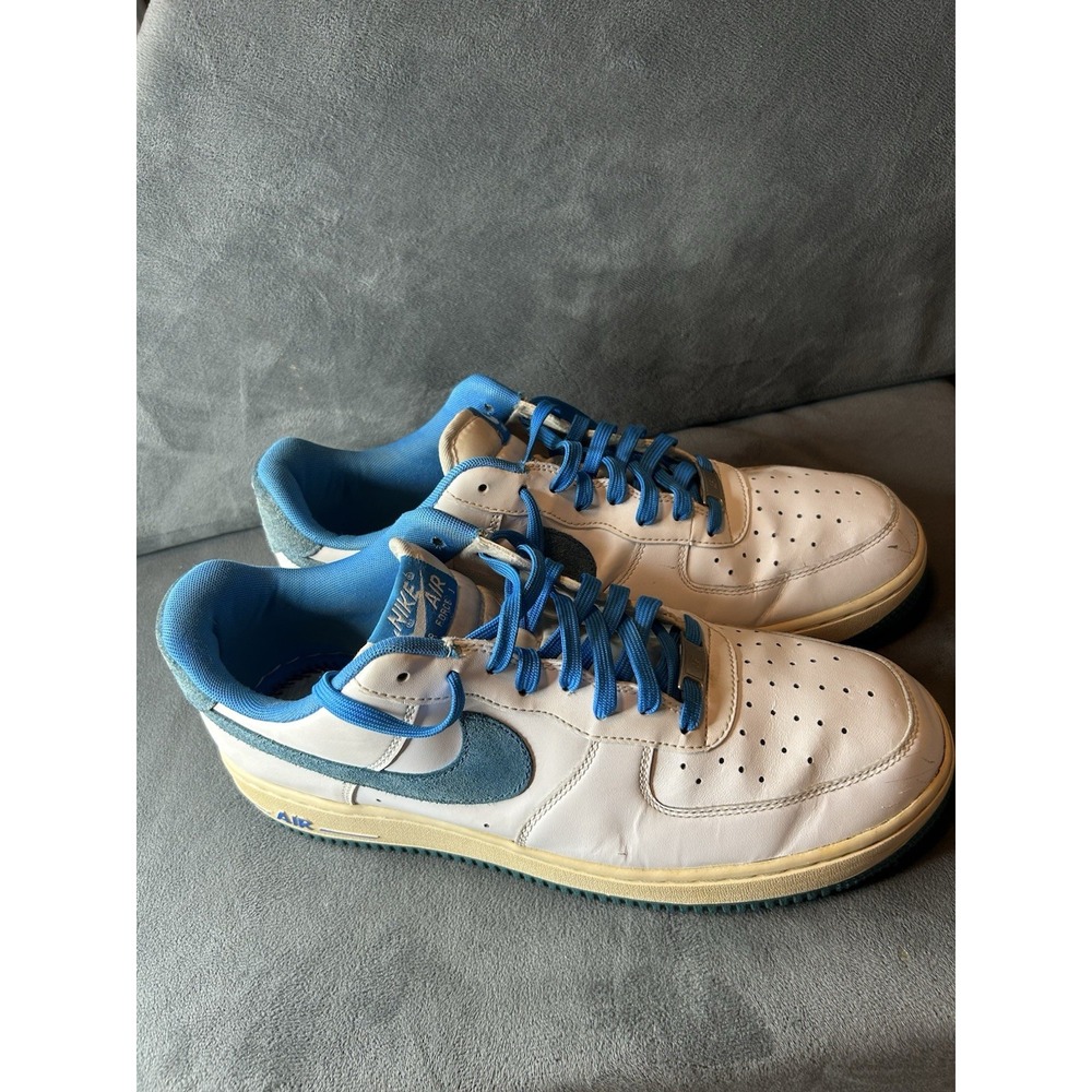 Nike Air Force 1 Low Mens 12 White Blue 488298-148 AF1 Sneakers 2014